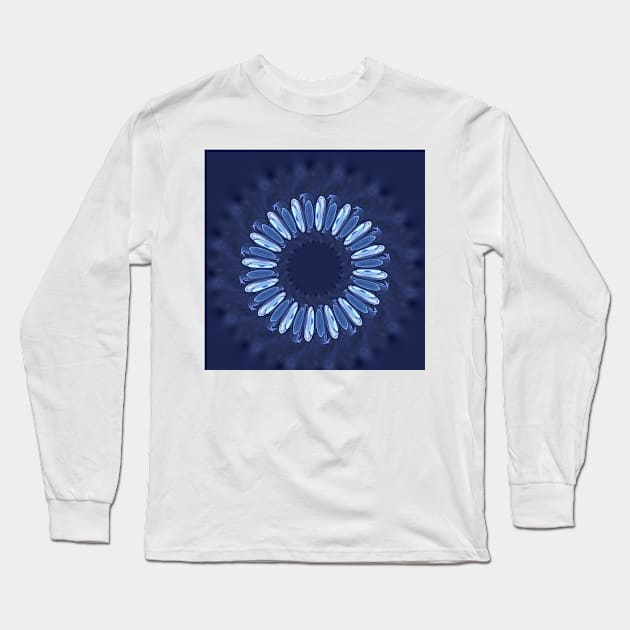 BEYOND fractal pattern and circular 3D design in shades of BLUE Long Sleeve T-Shirt by mister-john